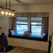 Custom draperies with floral pattern