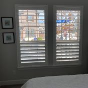 These “dressy” 4 1/2” wood shutters with split rotation and clear view control give full view, or allow for top view only.